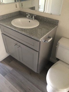 a bathroom with a sink and a toilet