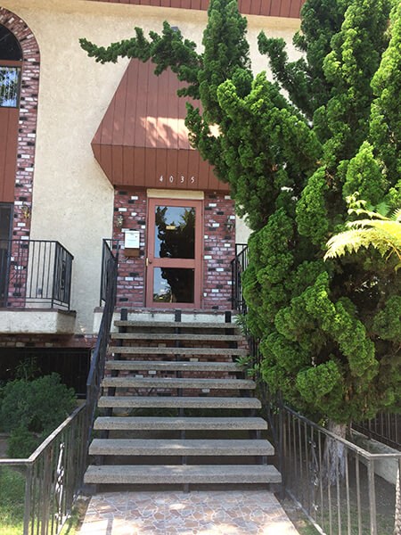a set of stairs in front of a building