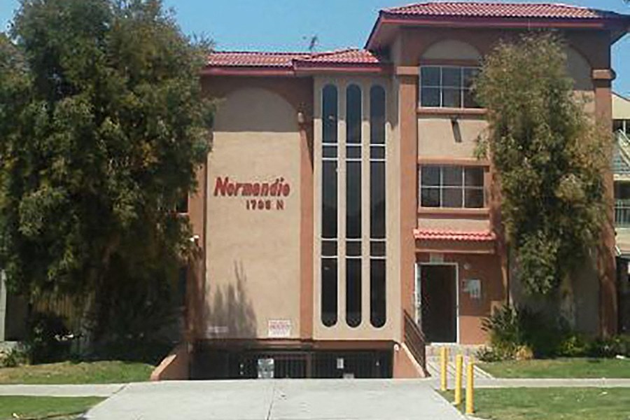 a large building with a sign on the front of it