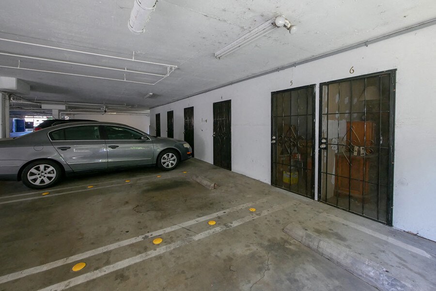 a car parked in a parking garage