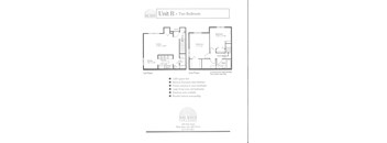 A drawing of a two bedroom apartment layout.