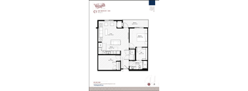A floor plan for a one bedroom apartment with a den.