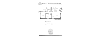 A floor plan for a two bedroom lower level duplex.