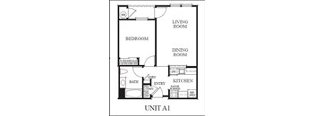 2D Floorplan of 1 bedroom at Meadow Wood at Alamo Creek in