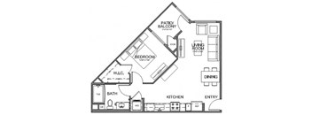 Floor plan 1 bed 1 bath 701 sq. ft. at The Overlook Santa Clarita, CA 91350