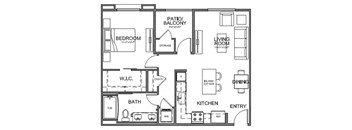 Floor plan 1 bed 1 bath 731 sq. ft. at The Overlook Santa Clarita, CA 91350