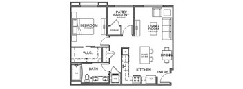 Floor plan 1 bed 1 bath 741 sq. ft. at The Overlook Santa Clarita, CA 91350