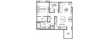 Floor plan 1 bed 1 bath 811 sq. ft. at The Overlook Santa Clarita, CA 91350