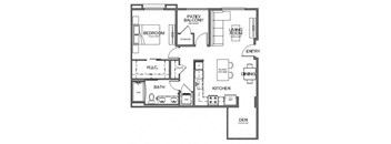 Floor plan 1 bed 1 bath 731 sq. ft. at The Overlook Santa Clarita, CA 91350