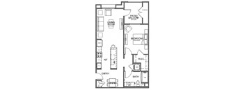 Floor plan 1 bed 1 bath 856 sq. ft. at The Overlook Santa Clarita, CA 91350