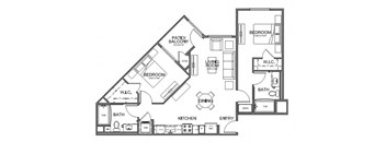 Floor plan 2 bed 2 bath 1,003 sq. ft. at The Overlook Santa Clarita, CA 91350