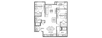 Floor plan 2 bed 2 bath 1,133 sq. ft. at The Overlook Santa Clarita, CA 91350