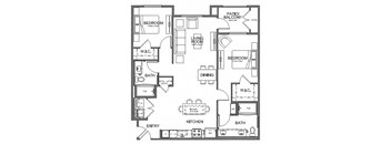 Floor plan 2 bed 2 bath 1,133 sq. ft. at The Overlook Santa Clarita, CA 91350