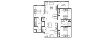 Floor plan 3 bed 2 bath 1,334 sq. ft. at The Overlook Santa Clarita, CA 91350