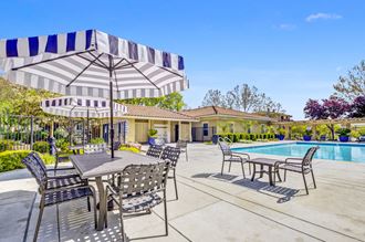 take a dip in the pool at villas at houston levee west apartments in cord  at Cornerstone at Gale Ranch, San Ramon, CA