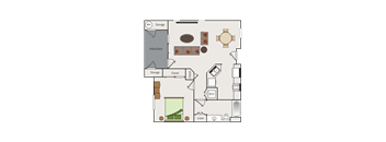 a floor plan of a small house with a kitchen and a living room  at Falcon Bridge at Gale Ranch, San Ramon, CA