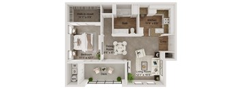 1 bed 1 bath A2 Floor Plan at Monarch at Dos Vientos, Newbury Park, CA, 91320
