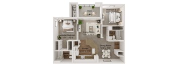 2 bed 2 bath B1A floor plan at Monarch at Dos Vientos, Newbury Park, CA, 91320
