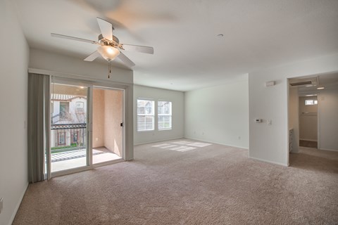 Living and dining room Living room with a ceiling fan and dining room at Monarch at Dos Vientos Newbury Park, CA 91320