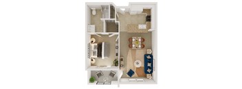 Unit1B Floor Plan at Tesoro Senior Apartments, California