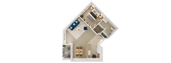 Unit1X Floor Plan at Tesoro Senior Apartments, Porter Ranch, 91326