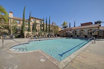 our apartments showcase an unique swimming pool  at Ventana Senior Apartments, Northridge, 91326