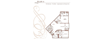 Two Bedroom Two Bath Floor Plan at Sonoma at Porter Ranch, California