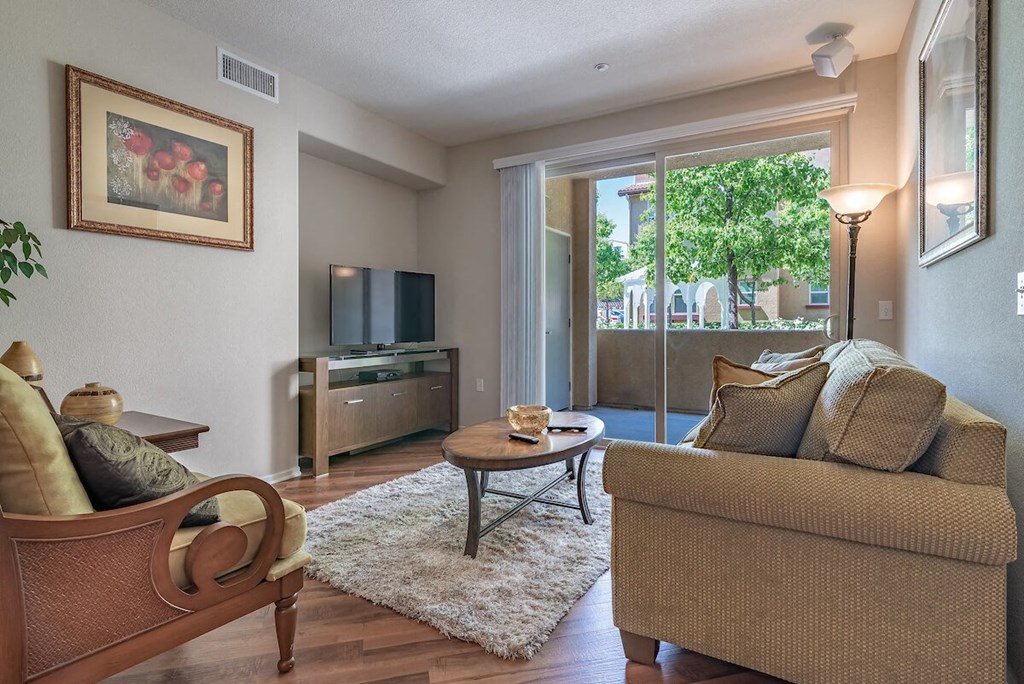 Living Room With TV at Sonoma at Porter Ranch, California