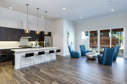 Coffee Lounge at Beverly Plaza Apartments, Long Beach, California