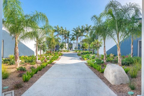 Courtyard Walking Path at Beverly Plaza Apartments, Long Beach, 90815