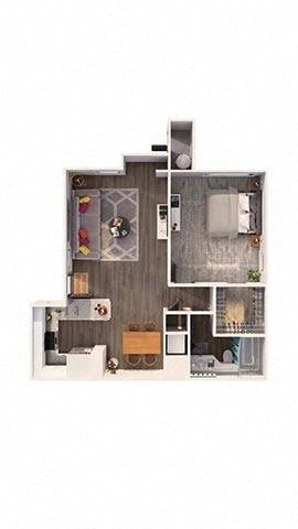 Plan B - One Bedroom  at Laguna Gardens Apts., Laguna Niguel, California