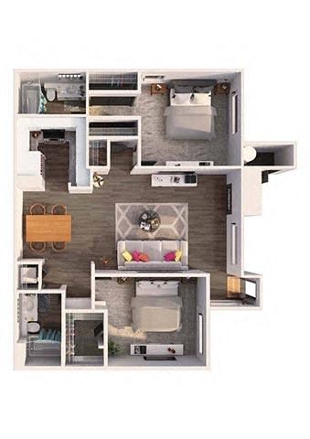 Plan D - Two Bedroom  at Laguna Gardens Apts., California