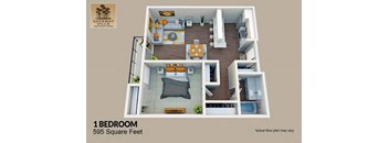 1 bedroom 1 bath floor plan  at Sherway Villa, Reseda, 91335