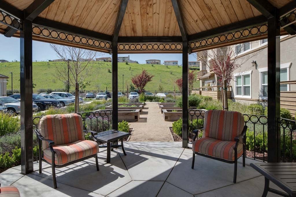 Gazebo seating area at Meadow Wood at Alamo Creek, California, 94506