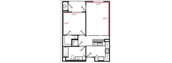 a floor plan of a small house  at Ventana Senior Apartments, Northridge, 91326