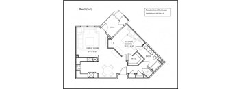 1 bed 1 bathroom floor plan B at Deer Creek Apartments, California