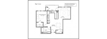 1 bed 1 bathroom floor plan E at Deer Creek Apartments, San Ramon, 94582