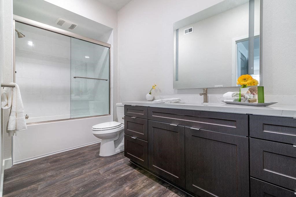 Bathroom with vanity at Montecito Apartments at Carlsbad, California, 92010