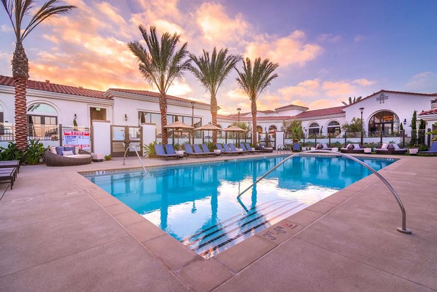Swimming pool in the evening Swimming pool in the evening at Montecito Apartments at Carlsbad, Carlsbad, 92010