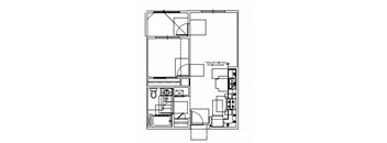 1 bed 1 bath floor plan at Portola Senior Apartments, Carlsbad, California