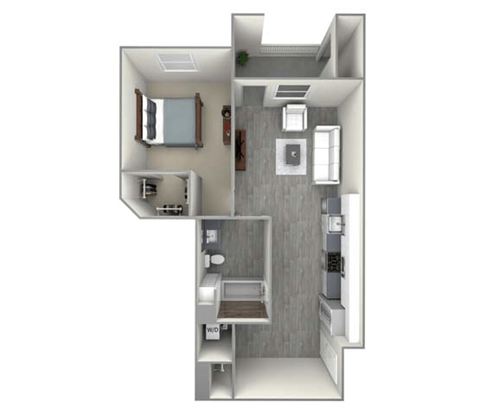 a small bathroom with a tub and sink at The Vineyards Apartments, California