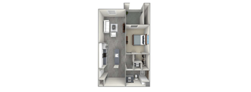 a floor plan of a 1 bedroom apartment at The Vineyards Apartments, Porter Ranch, CA, 91326