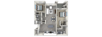 a floor plan of a 1 bedroom apartment at The Vineyards Apartments, California, 91326
