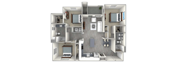 a floor plan of a 1 bedroom apartment at The Vineyards Apartments, Porter Ranch, 91326