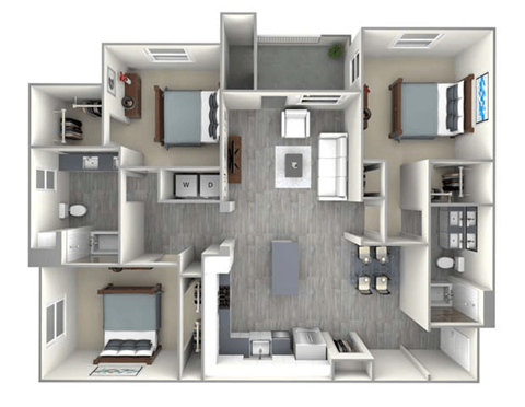 a floor plan of a 1 bedroom apartment at The Vineyards Apartments, Porter Ranch, 91326