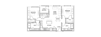 B3 Floor Plan at Pradera Apartments, San Ramon
