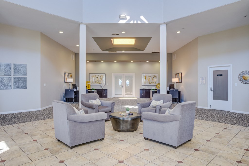 the lobby at the bradley braddock road station apartments  at Tesoro Senior Apartments, Porter Ranch, 91326
