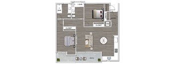 2 Bed Floorplan at The Lucky Apartments, Culver City