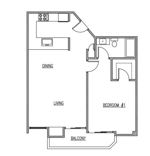 1 Bed 1 Bath Floor Plan at The Kenmore Los Feliz, California, 90027-4063