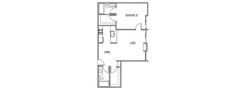 1 Bed 2 Bath Floor Plan at The Kenmore Los Feliz, Los Angeles, CA, 90027-4063